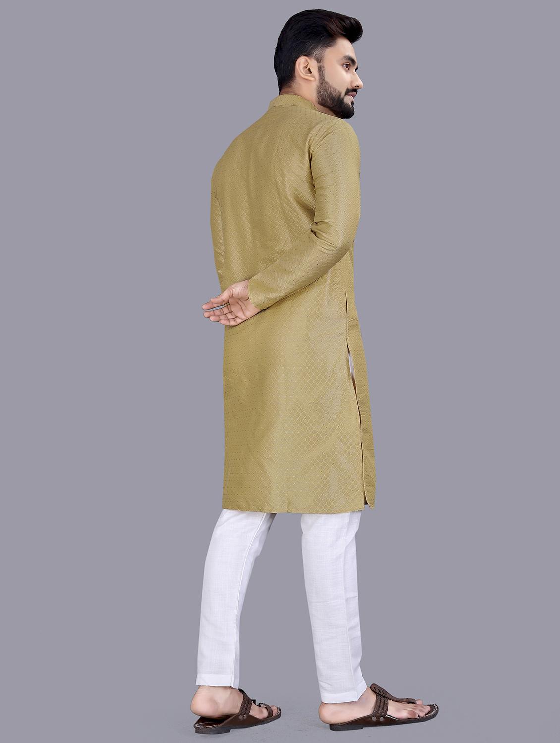 gold self design kurta - 19481107 - Standard Image - 1