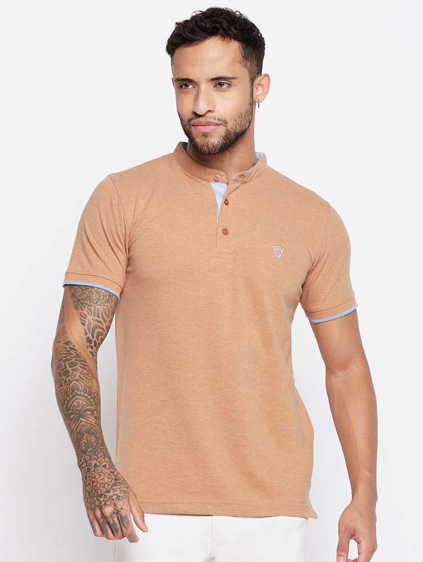 beige solid t-shirt