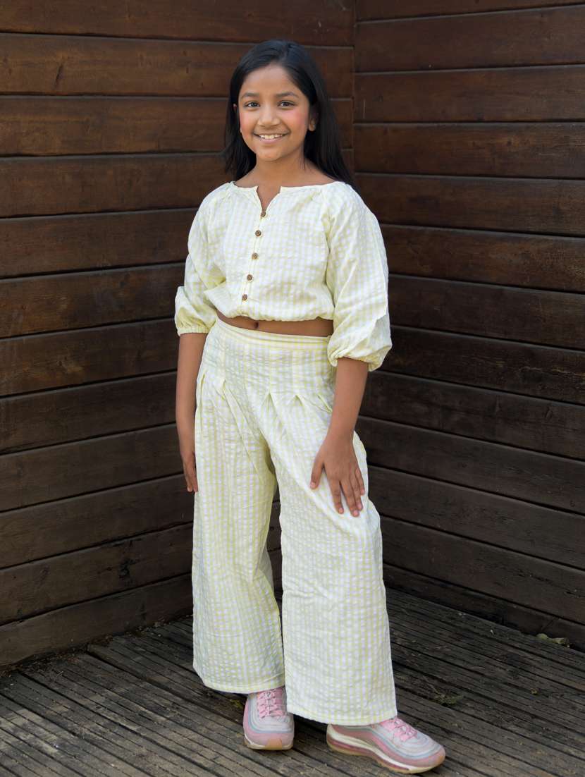 yellow cotton full length twin sets 