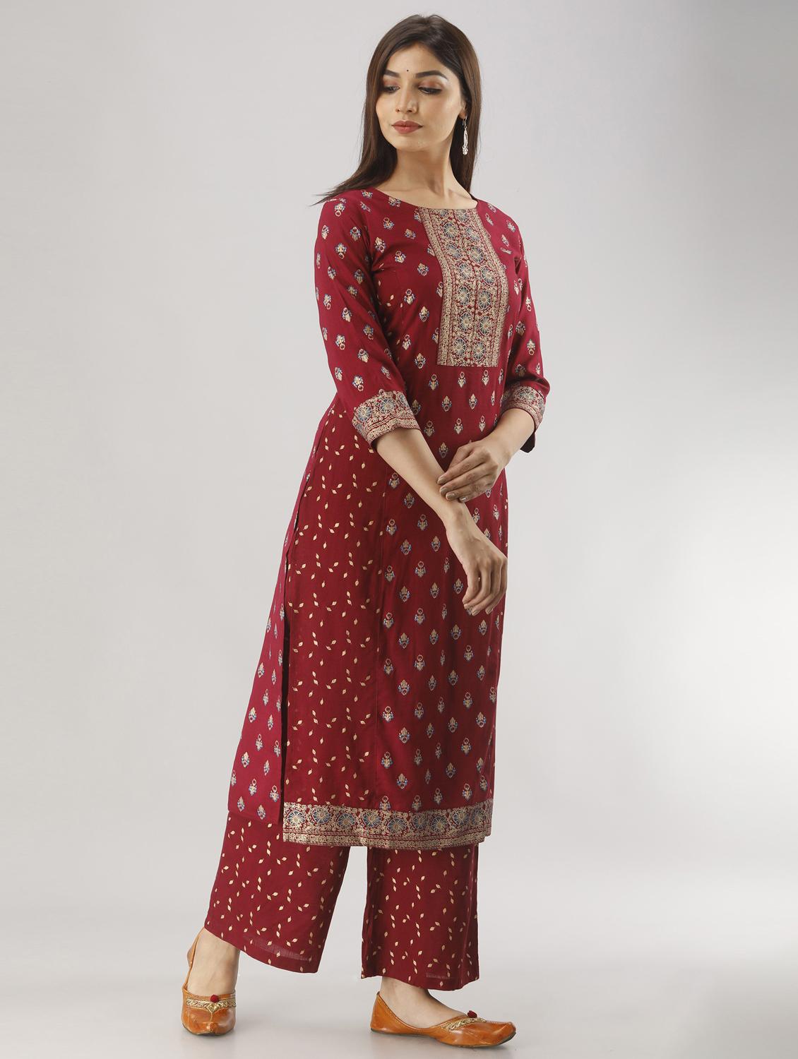 women printed kurta with palazzo set - 19481696 - Standard Image - 1