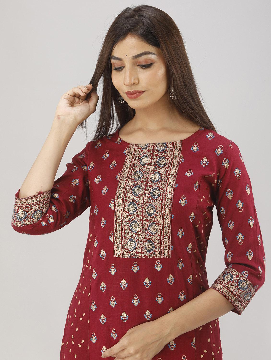women printed kurta with palazzo set - 19481696 - Standard Image - 4