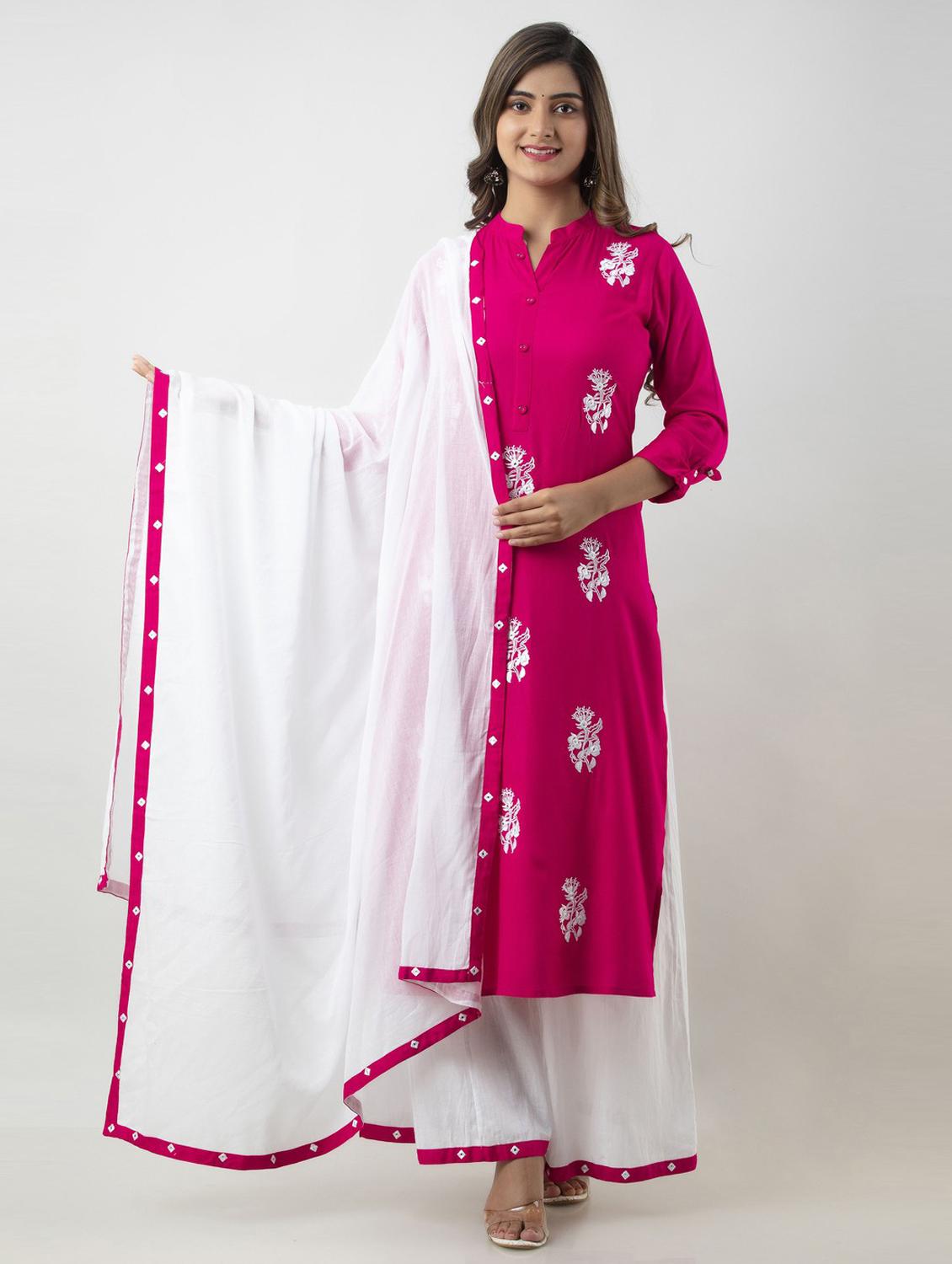 women embroidered kurta with palazzo set - 19481699 -  Standard Image - 1