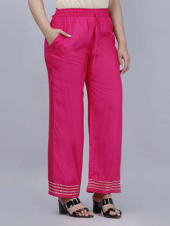 pink self design kurta palazzo set - 19481710 - Standard Image - 4