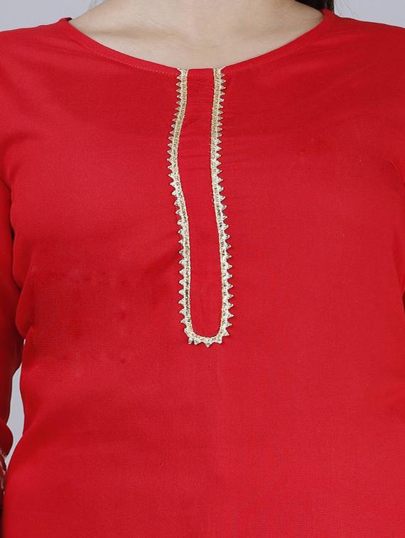 red self design kurta palazzo set - 19481773 - Standard Image - 4