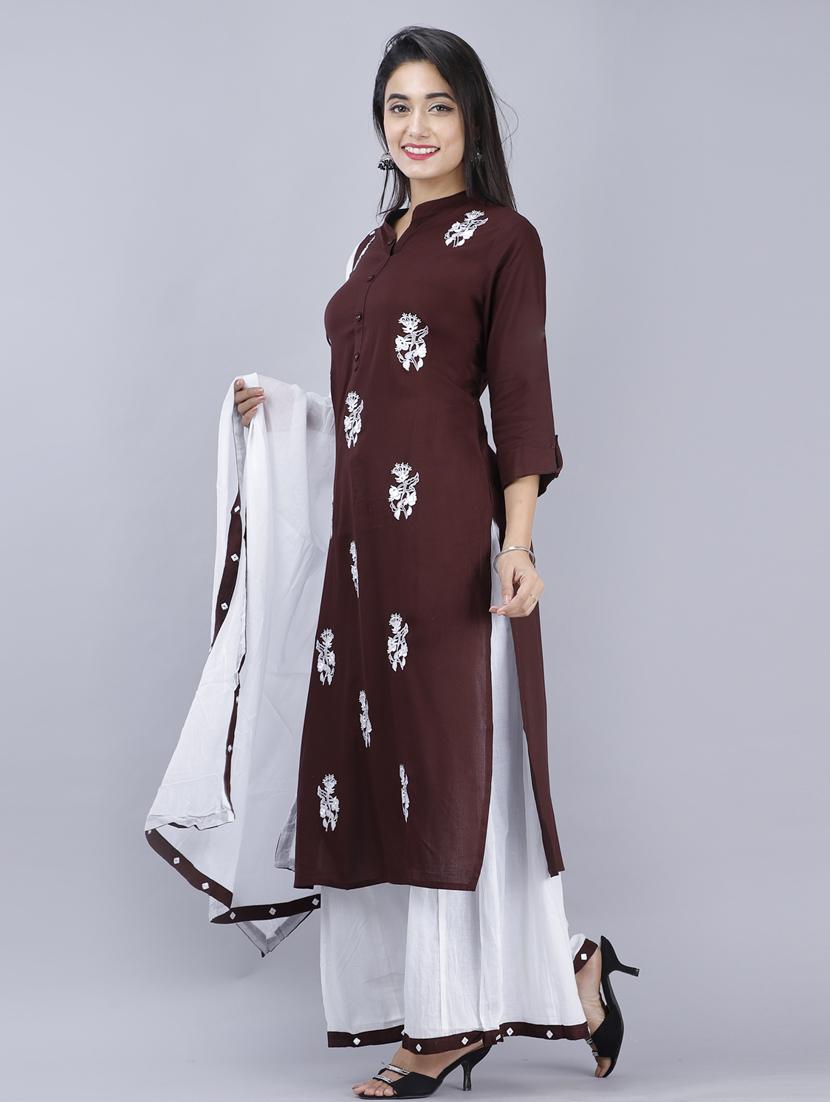 women kurta palazzo set with dupatta - 19481794 -  Standard Image - 1