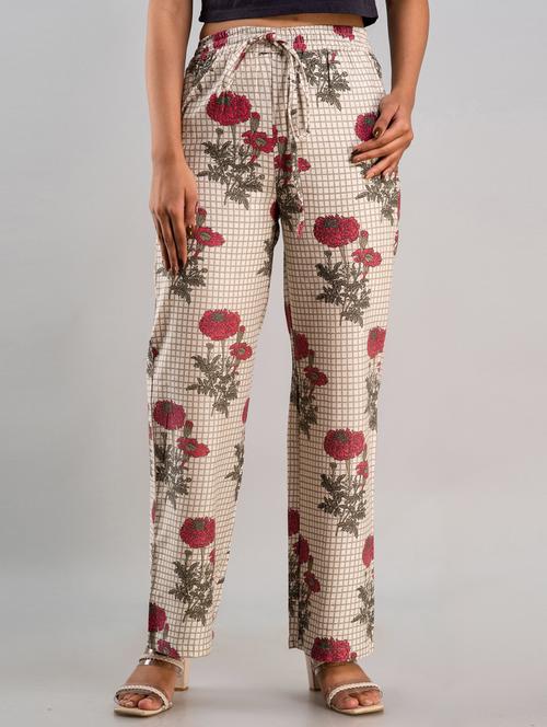 mid rise printed cotton palazzo - 19481984 -  Standard Image - 0