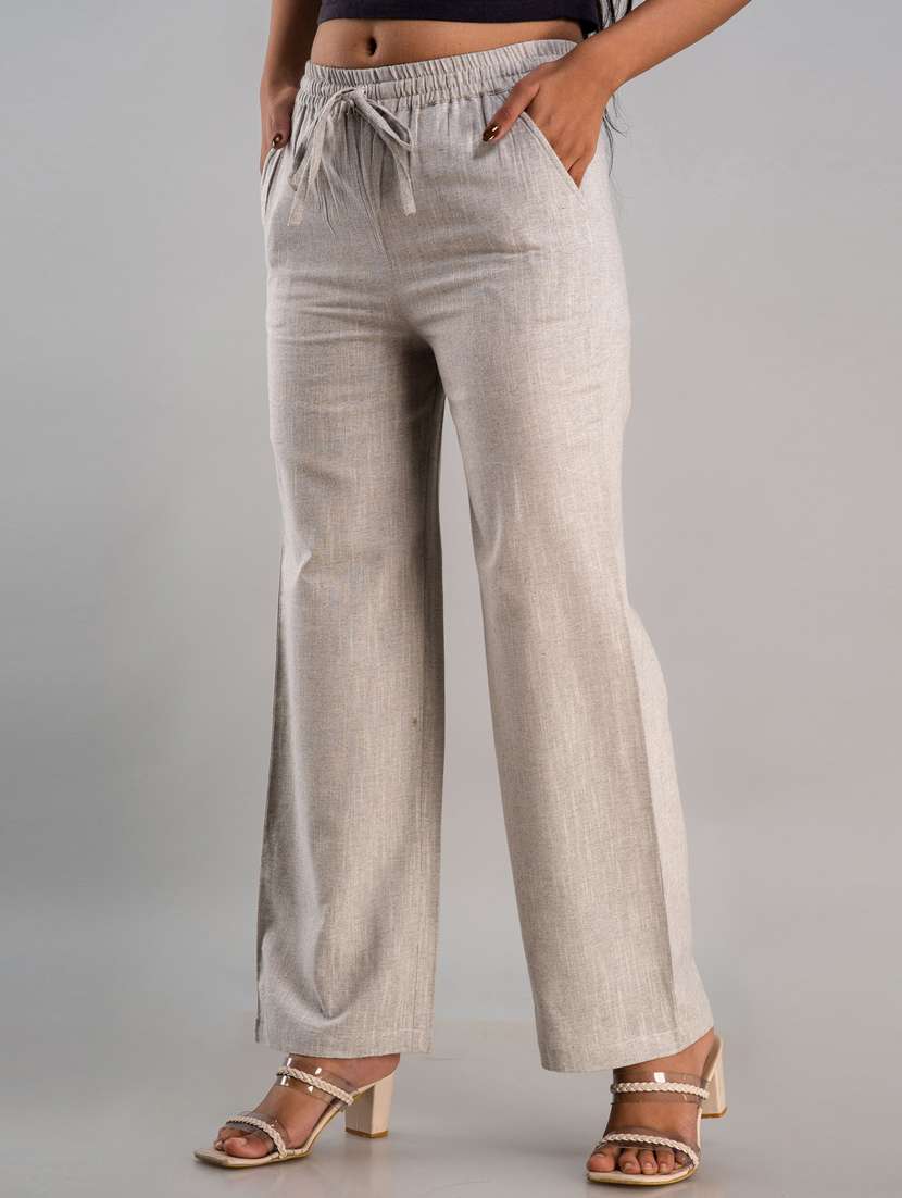 women drawstring waist solid palazzo - 19481988 - Standard Image - 1