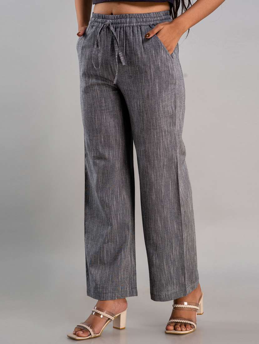 women drawstring waist solid palazzo - 19481989 - Standard Image - 1
