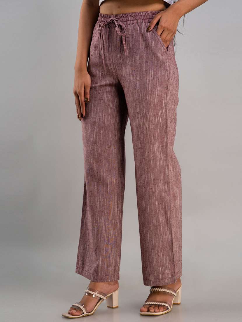 women drawstring waist solid palazzo - 19481990 -  Standard Image - 1