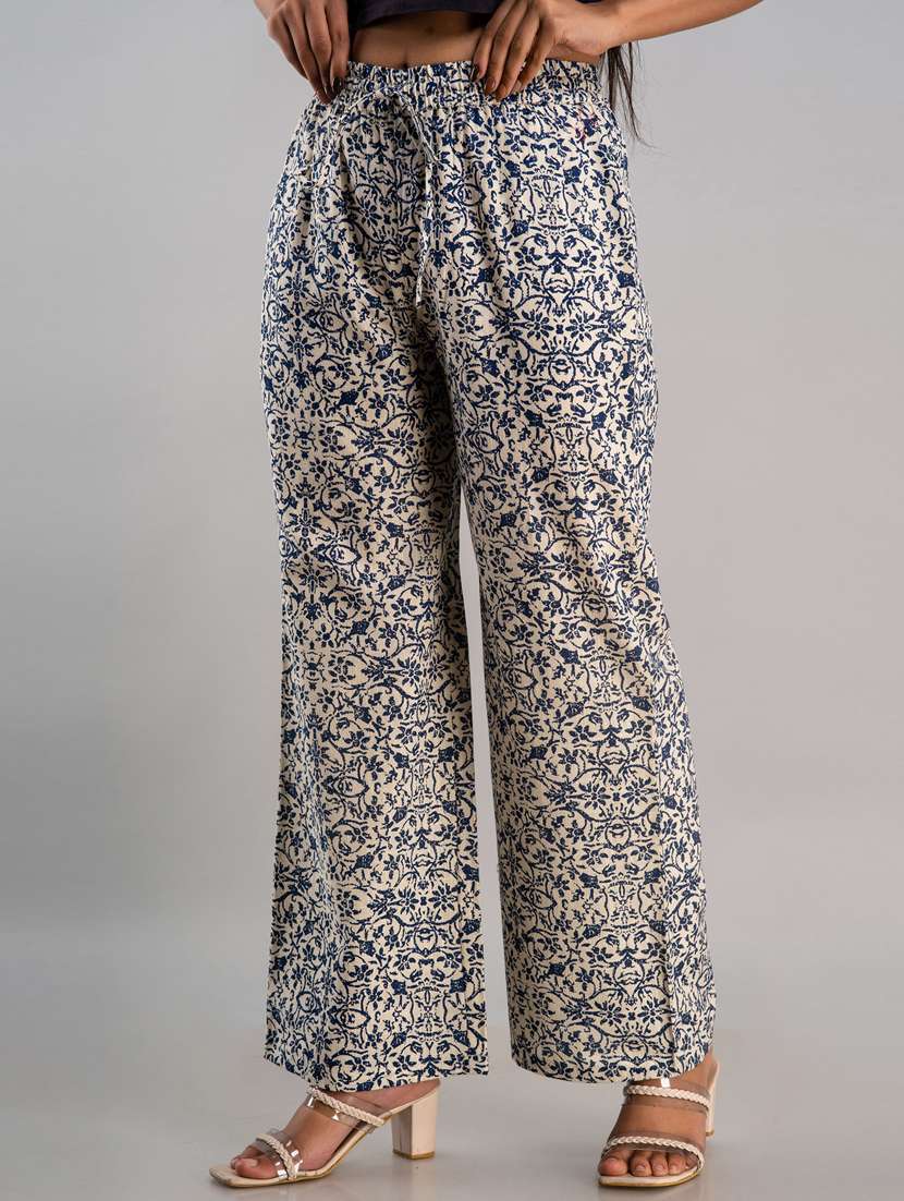 mid rise printed cotton palazzo - 19482001 -  Standard Image - 1