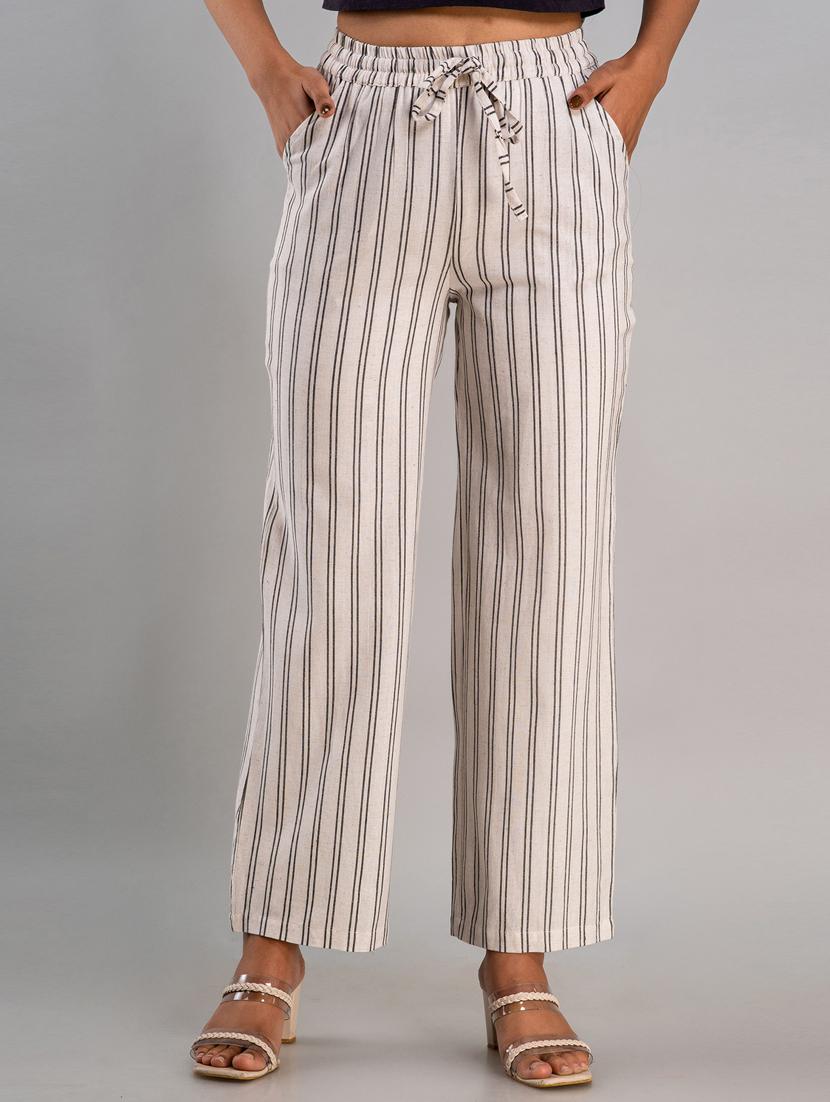 women drawstring waist striped palazzo - 19482004 - Zoom Image - 0