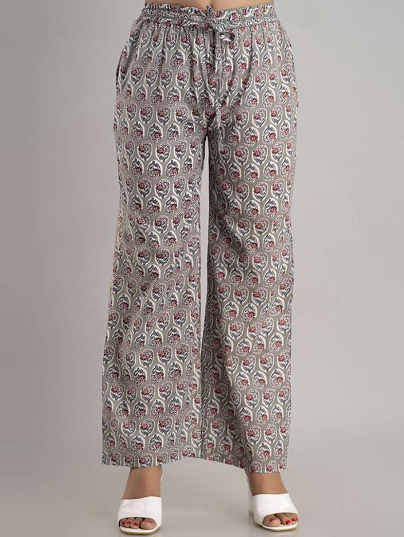 women drawstring waist printed palazzo