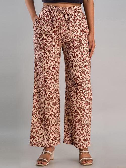 women drawstring waist printed palazzo - 19482021 -  Standard Image - 0