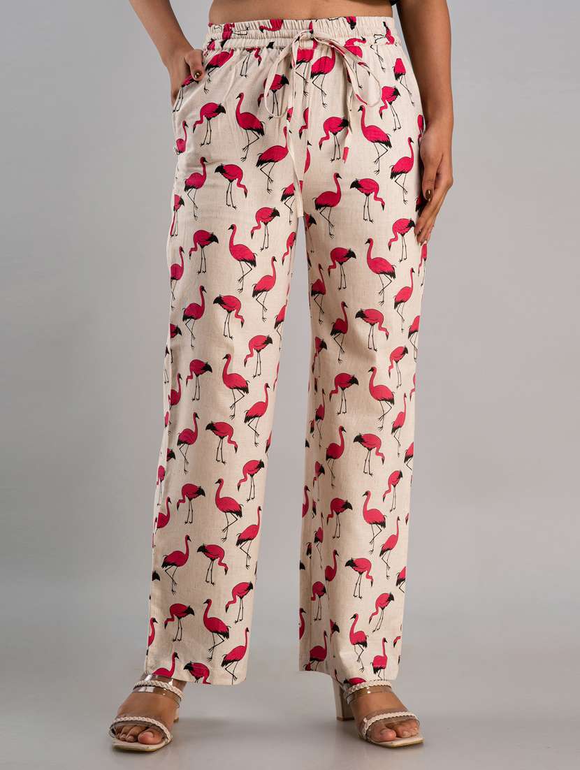 women drawstring waist printed palazzo - 19482079 - Zoom Image - 0