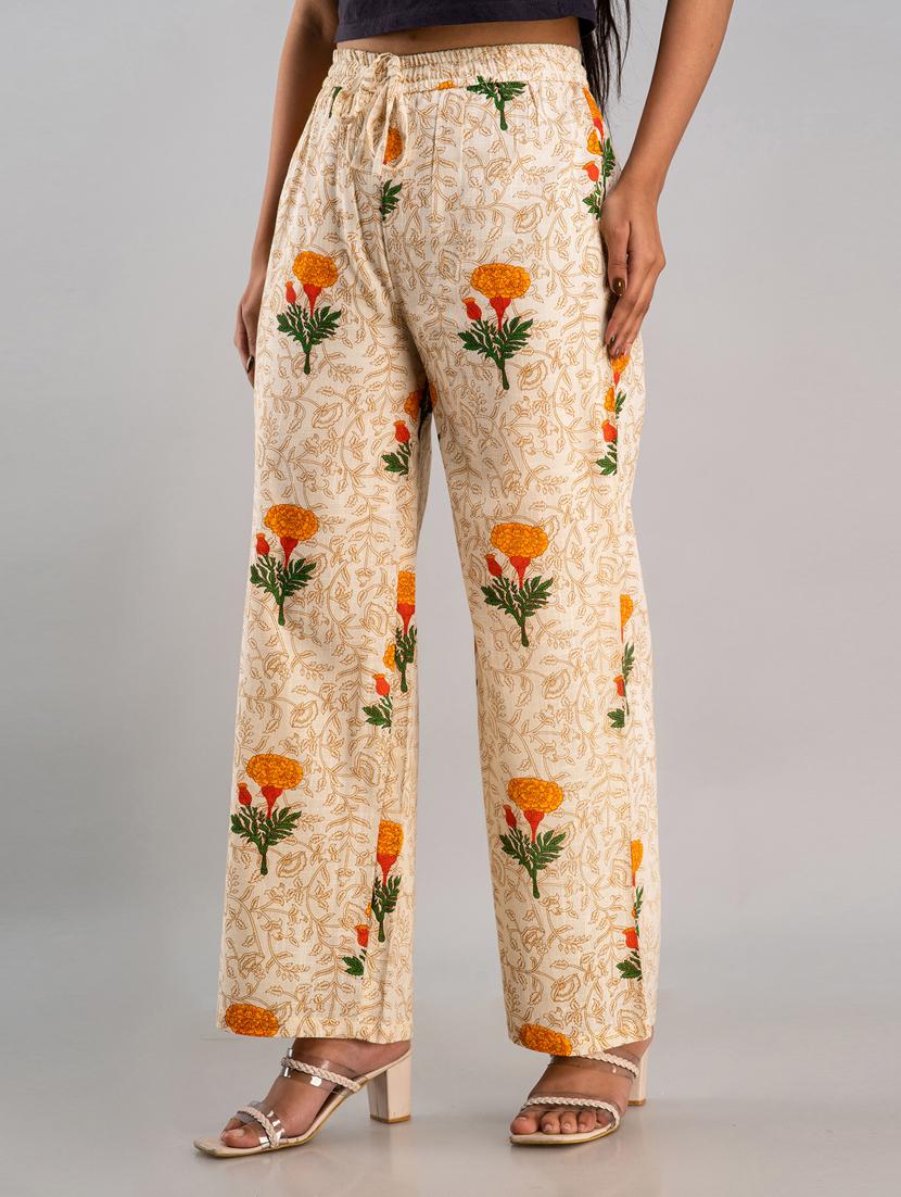 women drawstring waist printed palazzo - 19482082 - Standard Image - 1
