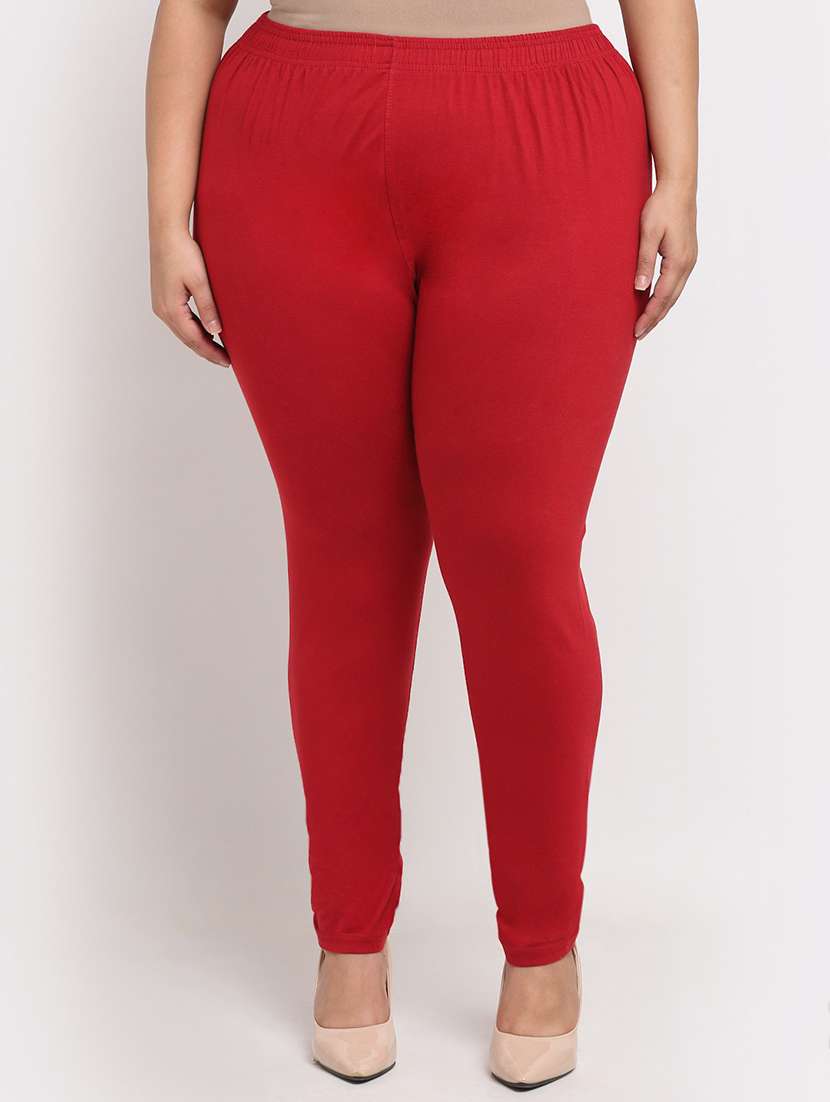 red cotton leggings