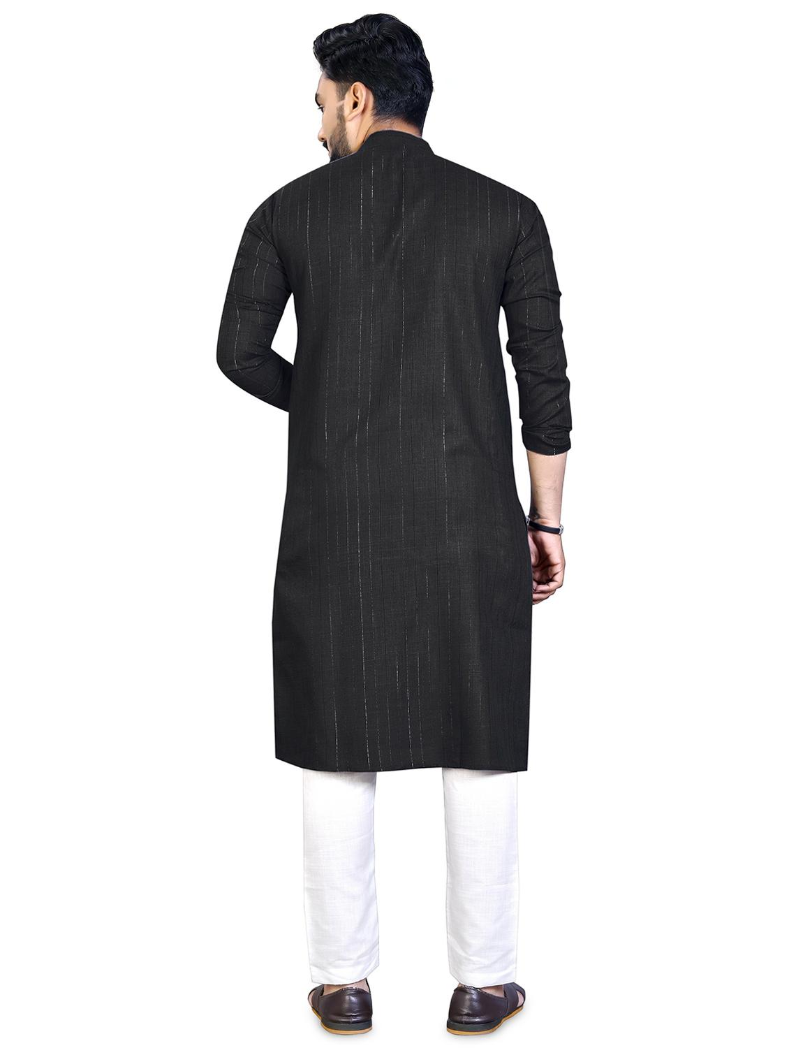 black silk blend kurta with trousers set - 19482588 -  Standard Image - 1