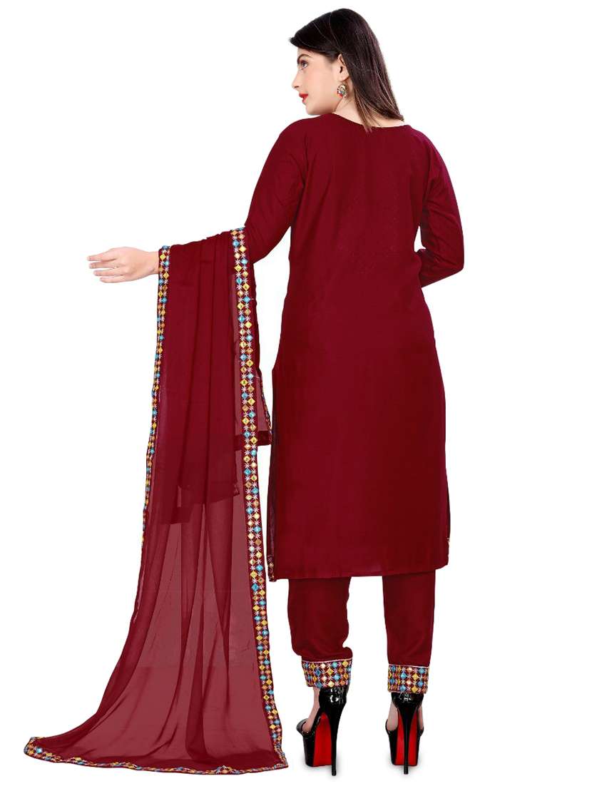 red self design kurta dupatta set - 19482617 -  Standard Image - 1