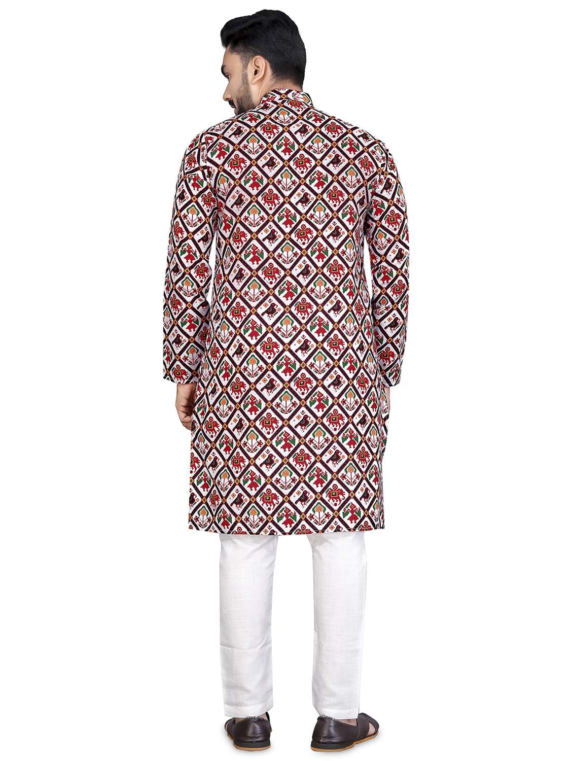 white printed cotton kurta pyjama set - 19482634 - Standard Image - 1