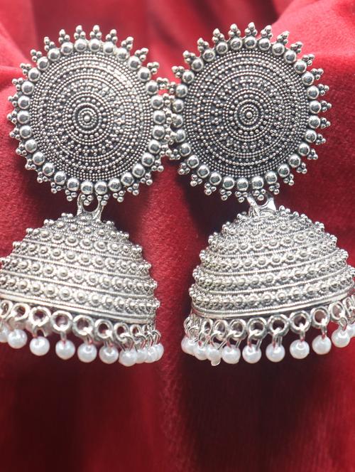 silver alloy jhumka earring - 19482647 - Standard Image - 0