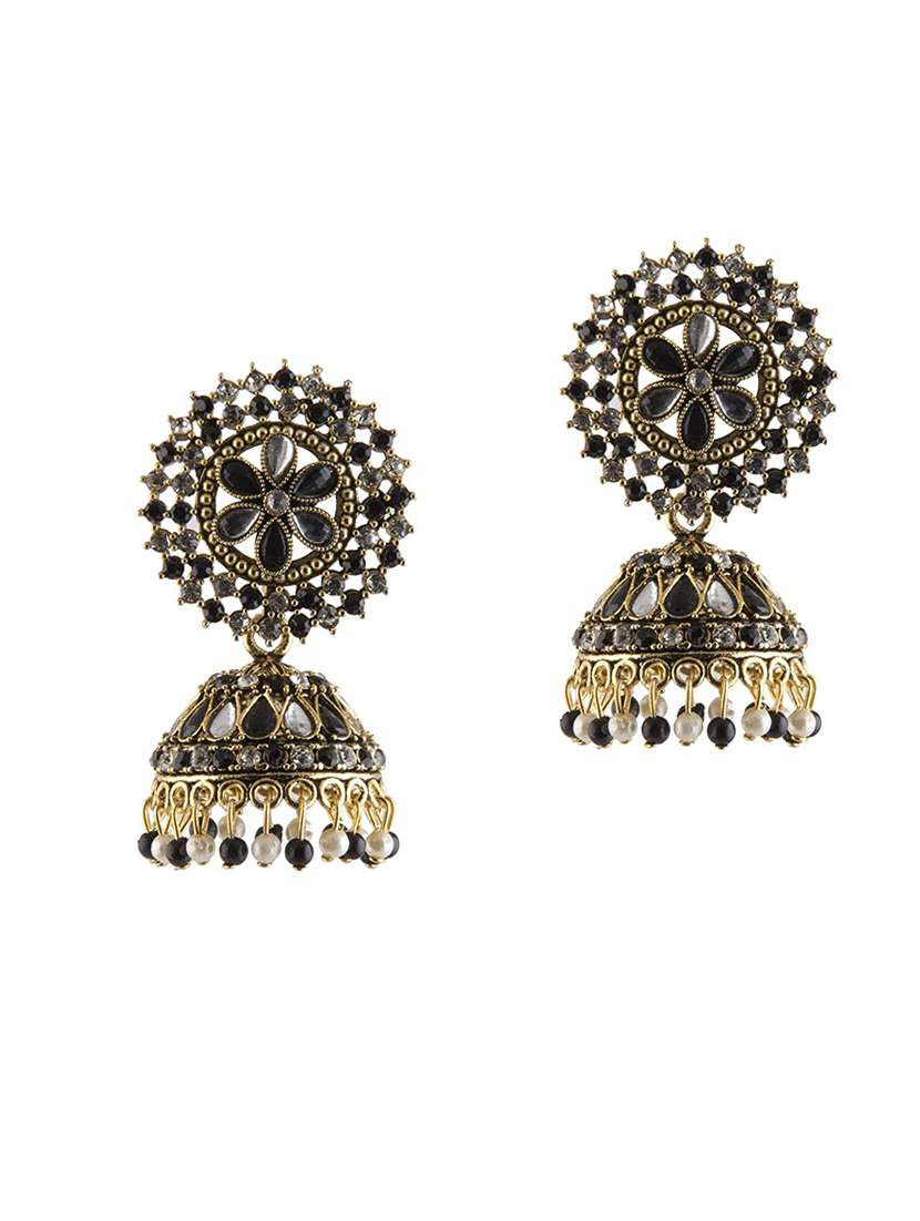 black alloy jhumka earring