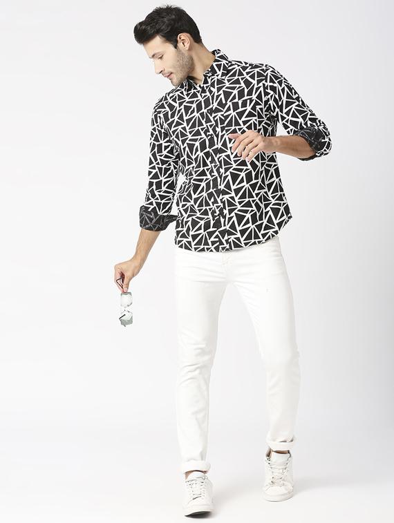 mens geometric casual shirt - 19483951 - Standard Image - 4