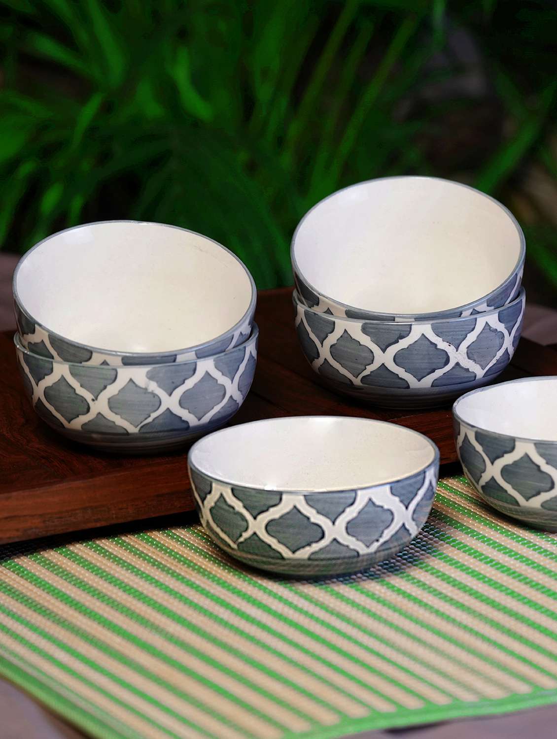 moroccan essentials handpainted ceramic  bowl (multicolor, pack of 6)