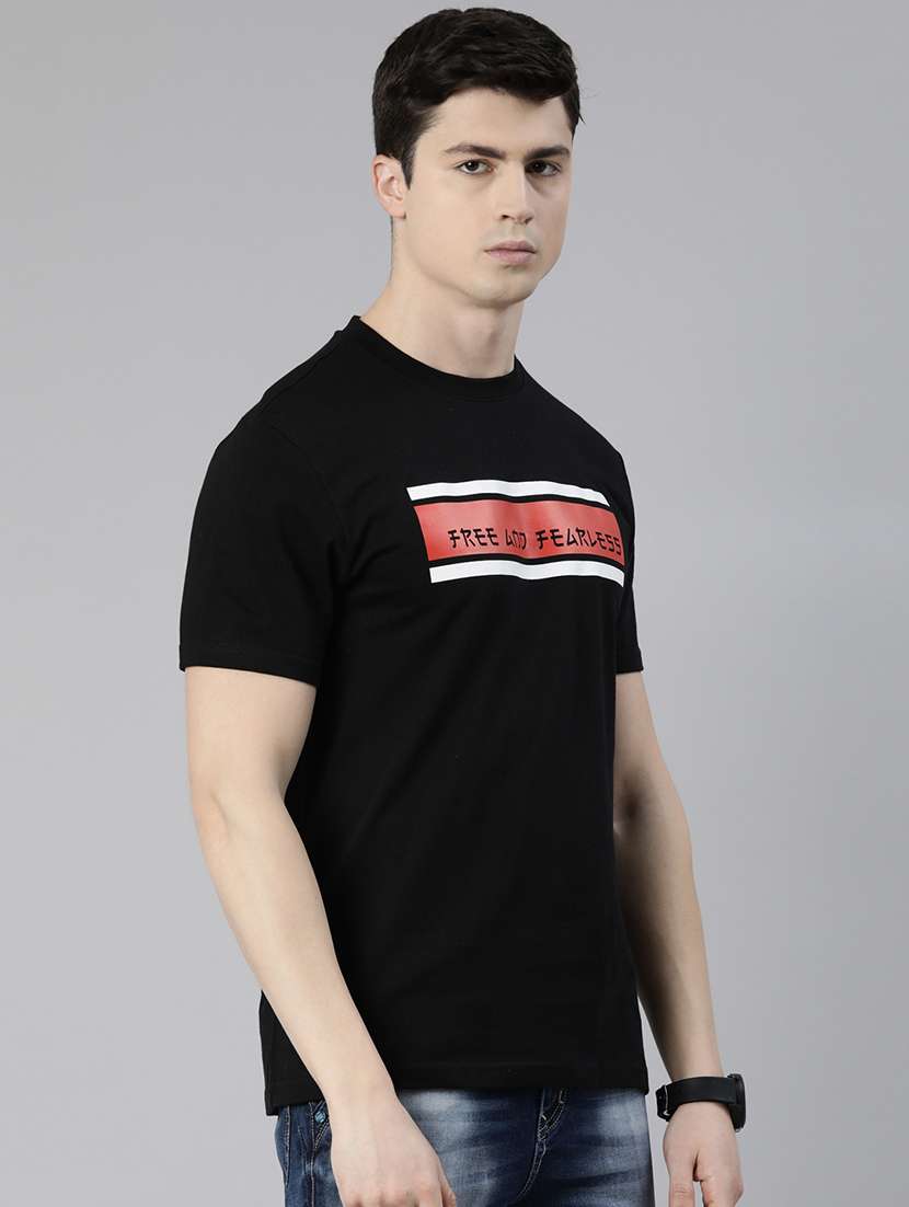 black chest printed t-shirt - 19484107 -  Standard Image - 1