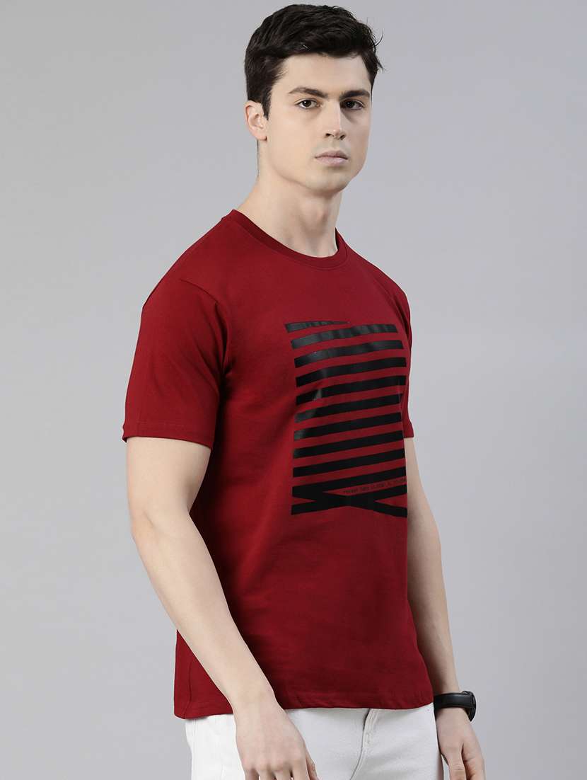 maroon chest printed t-shirt - 19484140 -  Standard Image - 1