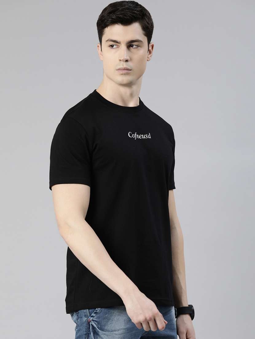 black chest printed t-shirt - 19484144 -  Standard Image - 1