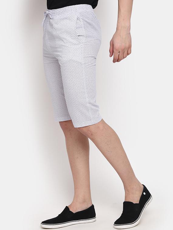 white printed cotton three - fourth - 19484761 - Standard Image - 1