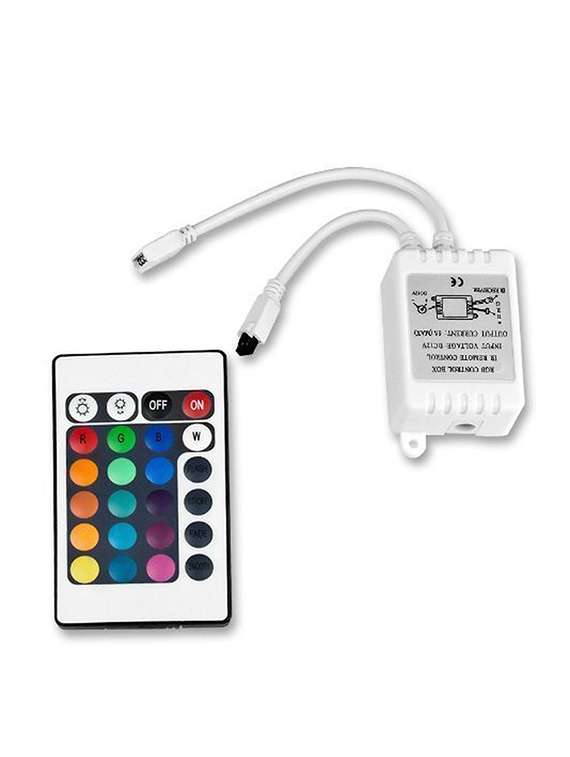 rsct 24 key plastic ir remote controller for rgb light strip dc 12v led strip light connector and remote (white) - 19487522 -  Standard Image - 1