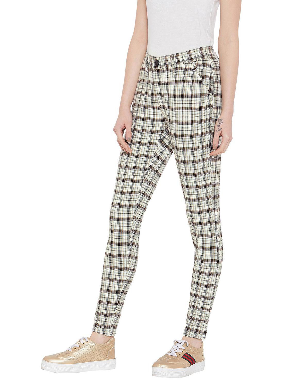 brown & grey cotton blend trousers - 19488634 - Standard Image - 1