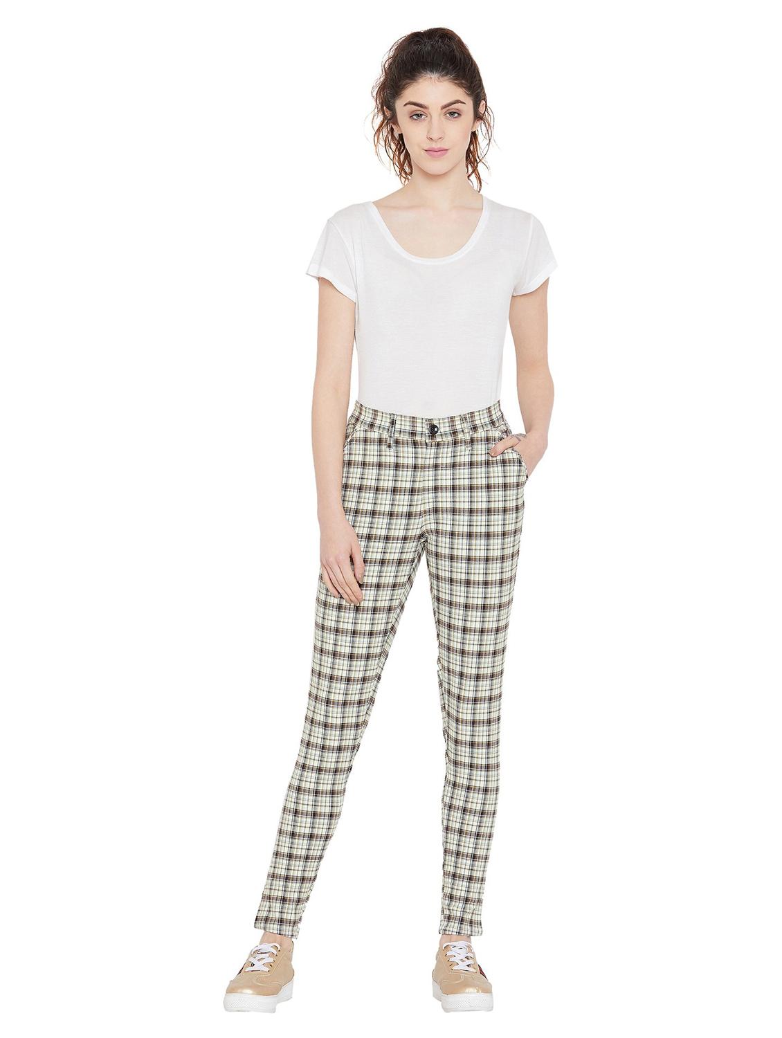 brown & grey cotton blend trousers - 19488634 - Standard Image - 4