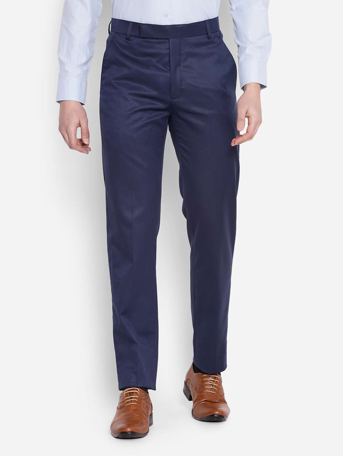 solids viscose flat front formal trousers