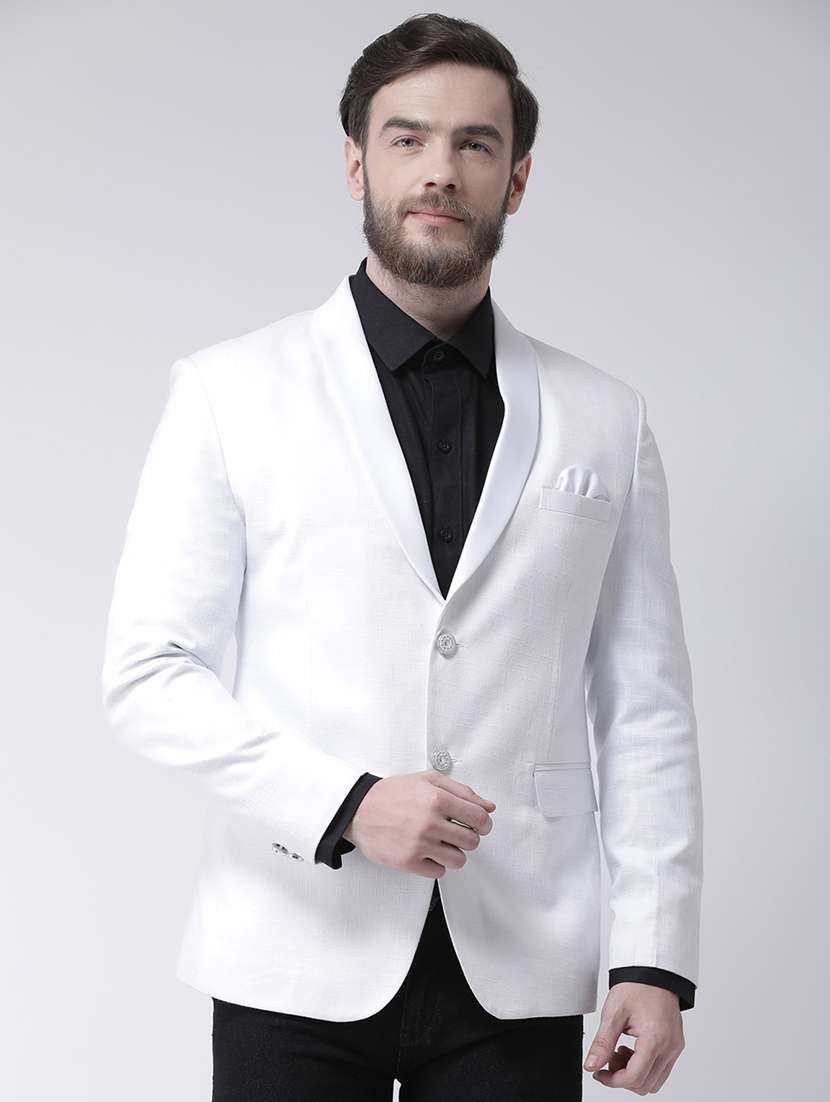 white solid formal blazer