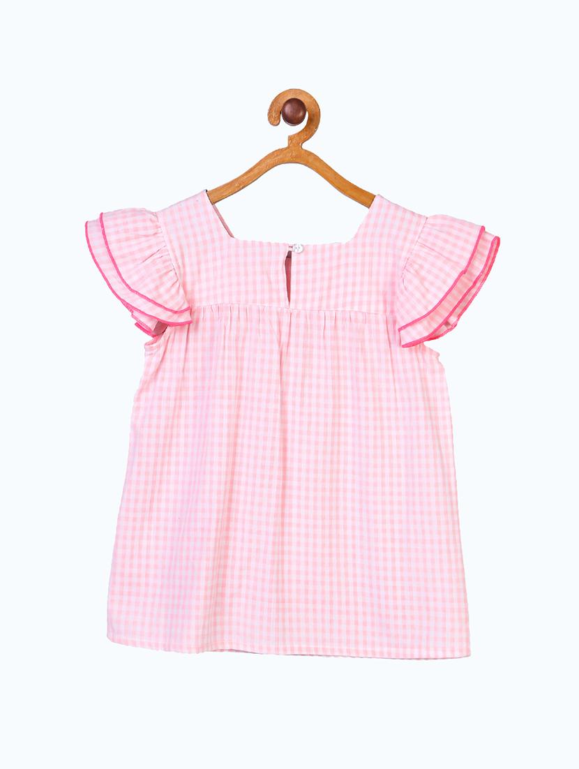 pink checked cotton regular top - 19488952 - Standard Image - 1