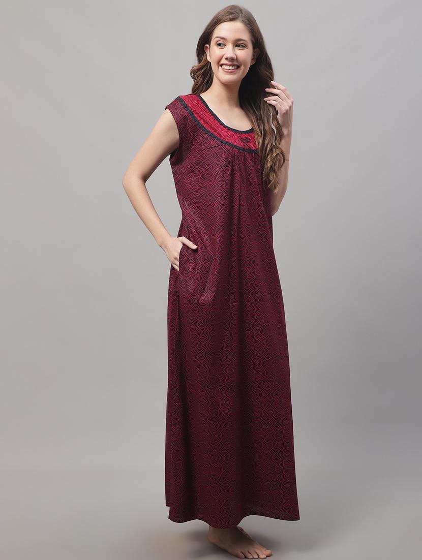 black printed nighty - 19489305 - Standard Image - 1