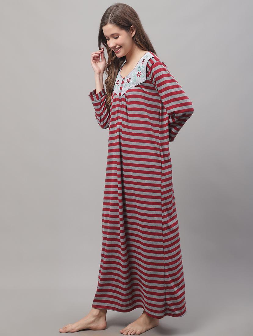 women striped nighty - 19489308 - Standard Image - 1
