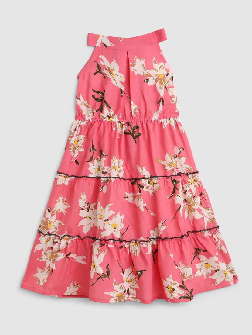 girls tie up neck sleeveless frock - 19489345 -  Standard Image - 1