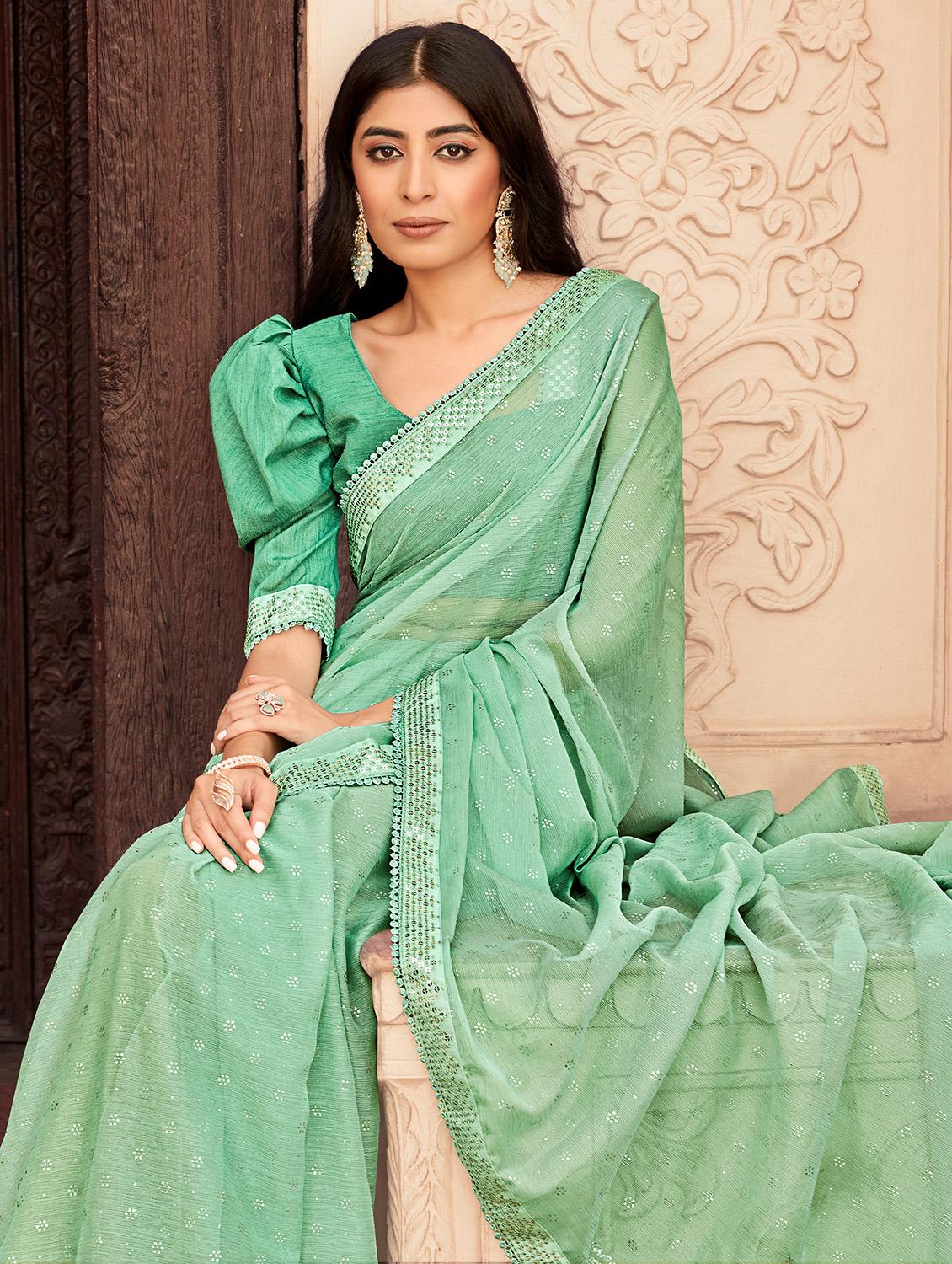 green self design saree with blouse - 19489626 - Standard Image - 1