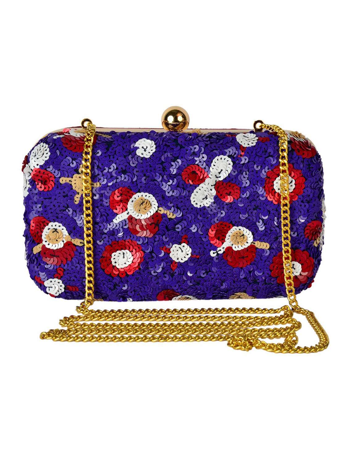embellished box clutch with detachable strap