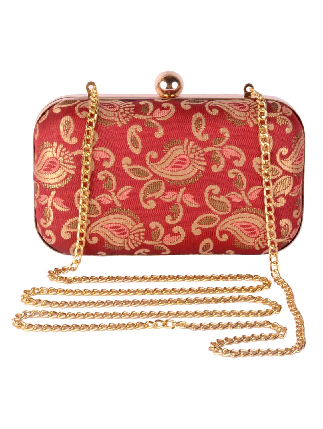 self design box clutch with detachable strap