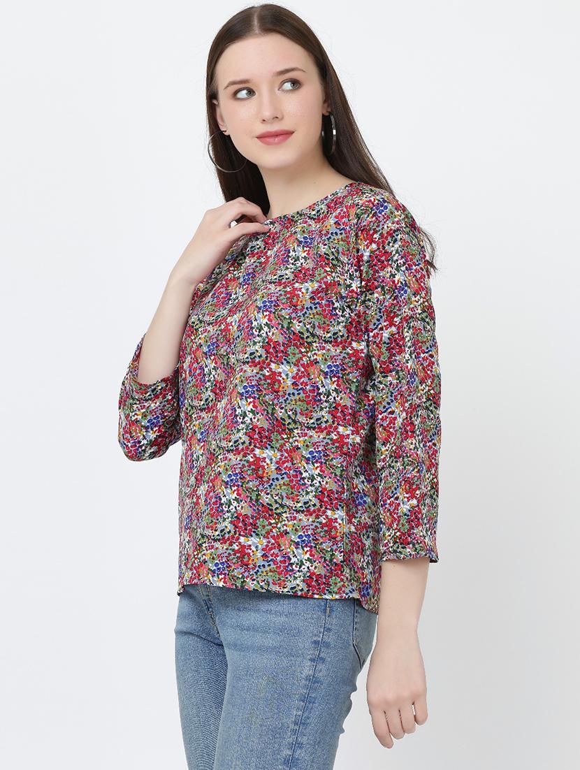 red crepe a line top - 19490078 - Standard Image - 1
