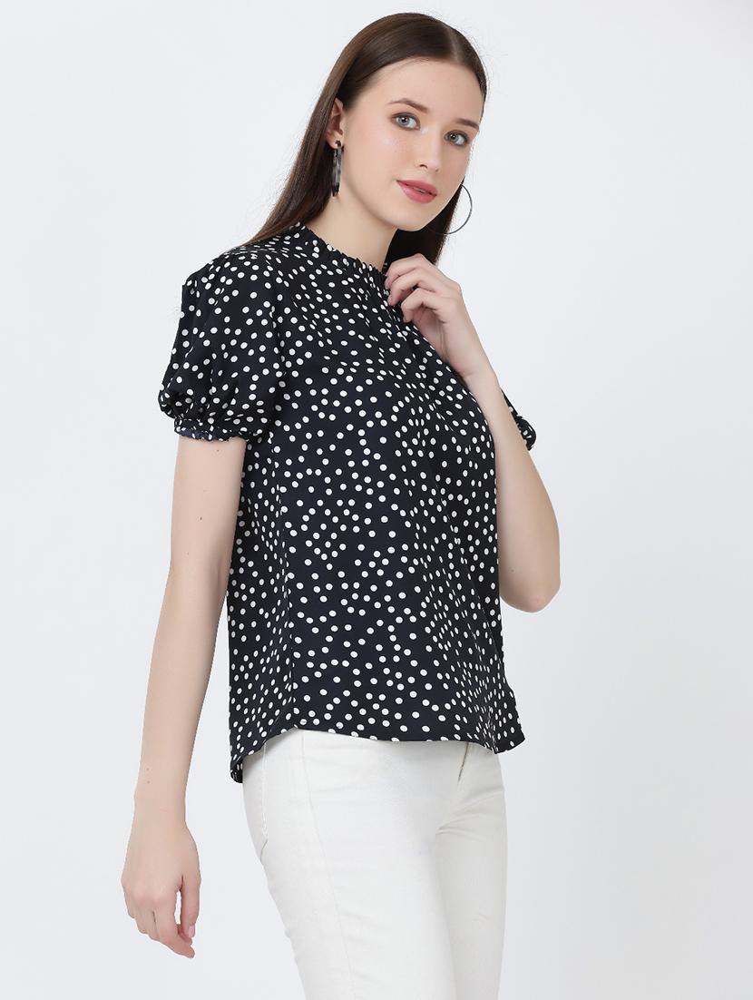 black crepe a-line top - 19490080 - Standard Image - 1