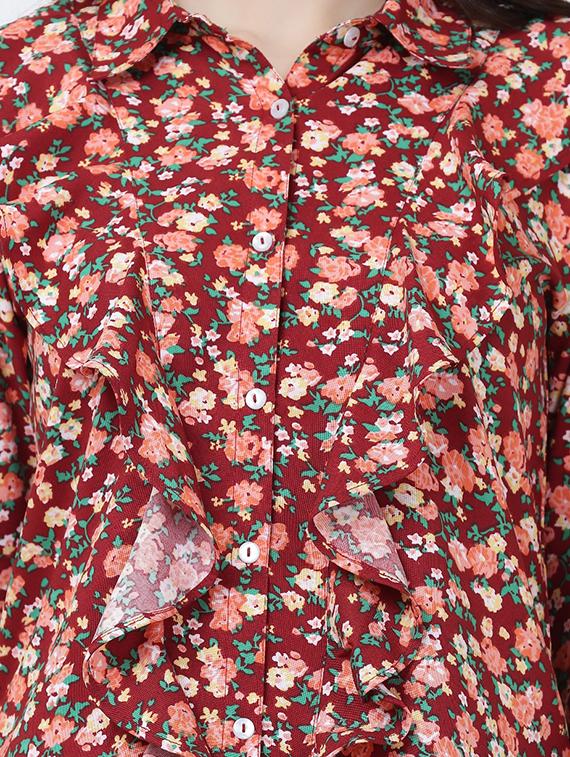 floral rayon a line top - 19490086 - Standard Image - 4