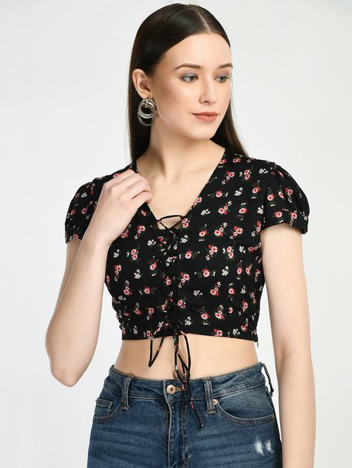 women's crop v neck top - 19491162 -  Standard Image - 0