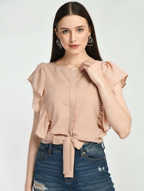 women's blouson round neck top - 19491166 - Standard Image - 0