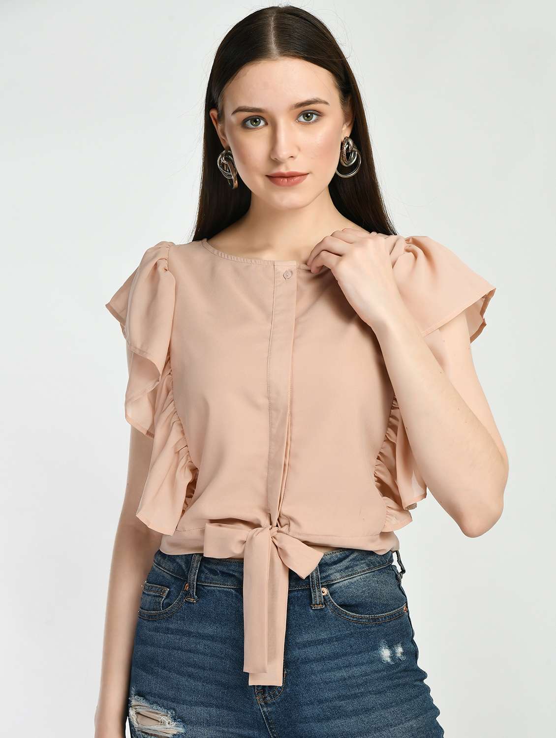 women's blouson round neck top - 19491166 - Zoom Image - 0
