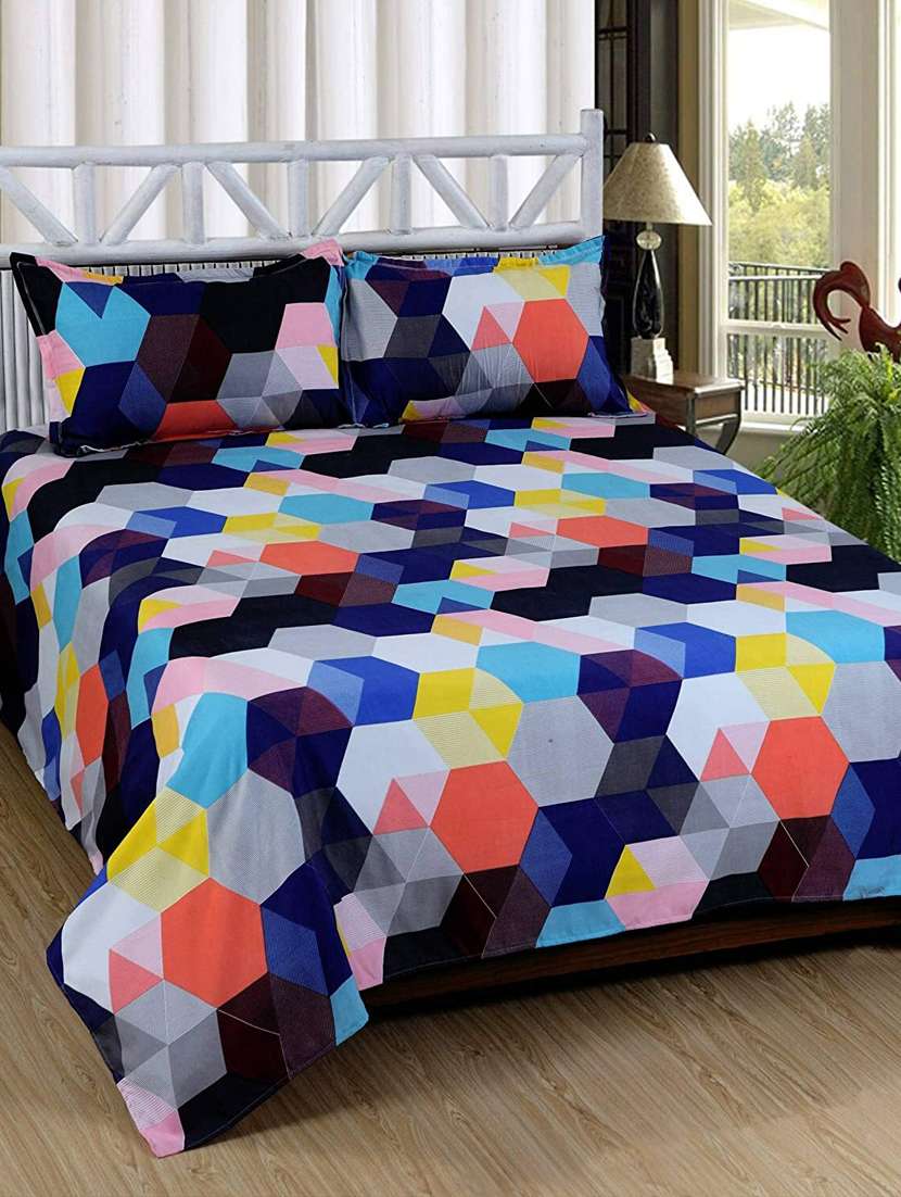 printed bed sheet with pillow cover